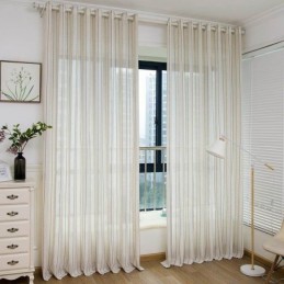 Nordic Simple Sheer Curtain Šité Na Míru, Záclonové Pruhy, Žakárová Tkanina S Ochranou Proti Životnímu Prostředí, Směs Lnu