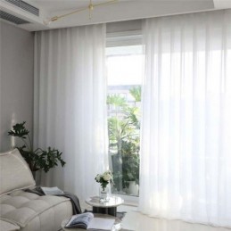 Jednobarevný Bílý Průsvitný Závěs, Vyrobený Na Míru, Moderní Jednoduchý Obývací Pokoj, Ložnice, Pracovna, Látka