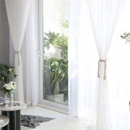 Jednobarevný Bílý Průsvitný Závěs, Vyrobený Na Míru, Moderní Jednoduchý Obývací Pokoj, Ložnice, Pracovna, Látka