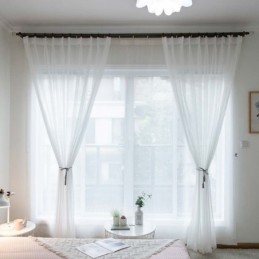 Bílá Prodyšná Průsvitná Záclona, Vyrobená Na Míru, Moderní Jednoduchá Záclona Do Obývacího Pokoje, Ložnice, Pracovny, Látka