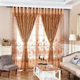 Moderní Minimalistický Voálový Závěs, Šitý Na Míru, Hnědý Žakárový Závěs Do Obývacího Pokoje