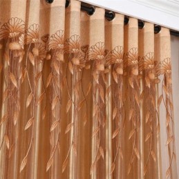 Moderní Minimalistický Voálový Závěs, Šitý Na Míru, Hnědý Žakárový Závěs Do Obývacího Pokoje