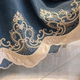 Semi-Blackout Závěsy Evropské Květinové Výšivky Chenille Do Obývacího Pokoje A Ložnice