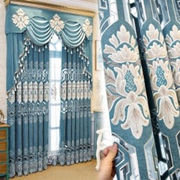 Polozatemňovací Žinylkový Závěs Vyrobený Na Míru, Závěs S Evropskou Květinovou Výšivkou Do Obývacího Pokoje, Ložnice