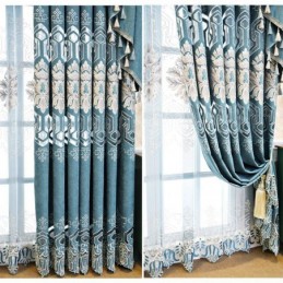 Polozatemňovací Žinylkový Závěs Vyrobený Na Míru, Závěs S Evropskou Květinovou Výšivkou Do Obývacího Pokoje, Ložnice