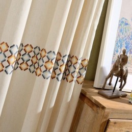 Zatemňovací Závěs Z Bavlny A Lnu, Vyrobený Na Míru, Severský Geometrický Výšivkový Závěs Do Obývacího Pokoje A Ložnice