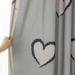 Bavlněná Záclona Na Míru Záclona S Potiskem Ve Tvaru Srdce V Severském Stylu