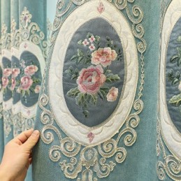 Žinylkové Vyšívané Závěsy V Evropském Stylu S Květinovým Vzorem Do Obývacího Pokoje A Ložnice