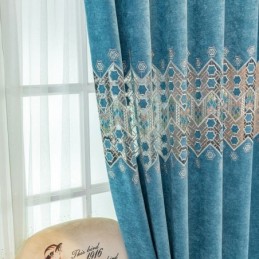 Zatemňovací Závěs Šitý Na Míru Závěs S Geometrickou Výšivkou V Severském Stylu Do Obývacího Pokoje/Ložnice