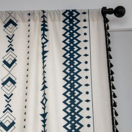 Lněná Záclona S Geometrickým Potiskem, Vyrobená Na Míru, Severský Styl Do Obývacího Pokoje, Ložnice