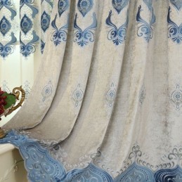 Žinylkový Závěs Šitý Na Míru Závěs S Evropskou Květinovou Výšivkou, Polozatemňující Do Obývacího Pokoje, Ložnice