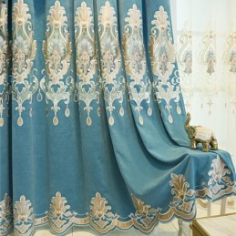 Polozatemňovací Žinylkový Závěs Vyrobený Na Míru, Závěs S Evropskou Květinovou Výšivkou Do Obývacího Pokoje A Ložnice