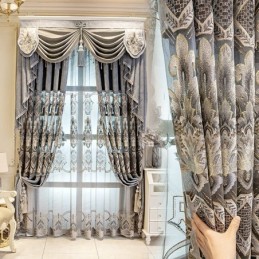 Žinylkový Závěs Šitý Na Míru Závěs S Evropskou Květinovou Výšivkou, Polozatemňující Do Obývacího Pokoje, Ložnice