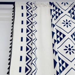 Lněné Závěsy V Severském Stylu S Geometrickým Potiskem Do Obývacího Pokoje A Ložnice