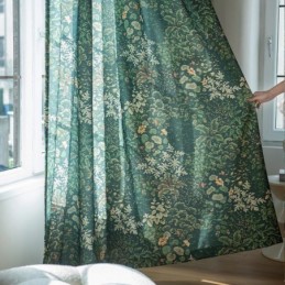 Americké Polybavlněné Záclony, Polozatemňovací Záclony S Potiskem Rostlin, Vyrobené Na Míru