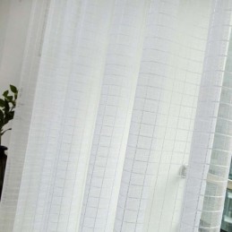 Nordic Jednoduchá Průsvitná Záclona Šitá Na Míru Záclona Bílá Kostka Žakárová Látka Do Obývacího Pokoje