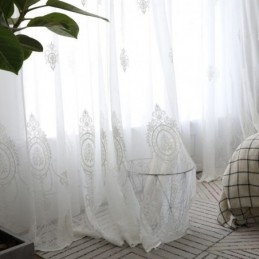 Prodyšná Průsvitná Záclona, Bílá, Univerzální, S Výšivkou, Do Obývacího Pokoje