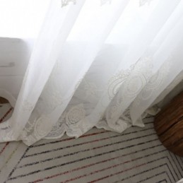 Prodyšná Průsvitná Záclona, Bílá, Univerzální, S Výšivkou, Do Obývacího Pokoje