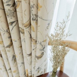 Zatemňovací Závěs S Nordic Lněným Potiskem, Vyrobený Na Míru, Závěs S Rostlinným Potiskem Do Obývacího Pokoje, Ložnice