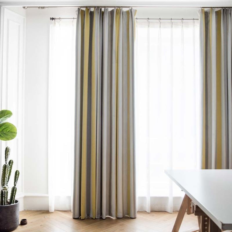 Severský Moderní Žakárový Závěs, Šitý Na Míru, Závěs S Kontrastními Pruhy, Látka Do Obývacího Pokoje, Ložnice, Pracovny