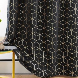 Zatemňovací Závěs Na Míru, Geometrický Bronzový Závěs V Severském Stylu Do Obývacího Pokoje A Ložnice