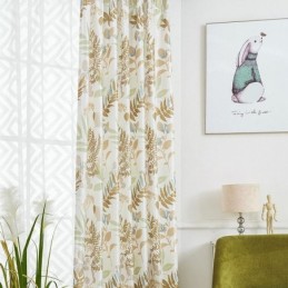 Zatemňovací Závěs Vyrobený Na Míru Do Obývacího Pokoje/Ložnice S Nordic Potiskem Listů