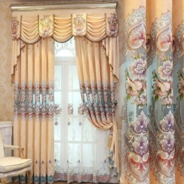 Luxusní Žinylkové Závěsy Šité Na Míru, Květinově Vyšívané Závěsy Do Obývacího Pokoje A Ložnice