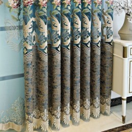 Luxusní Evropské Záclony Vyrobené Na Míru Elegantní Květinový Vzor S Výšivkou Do Obývacího Pokoje