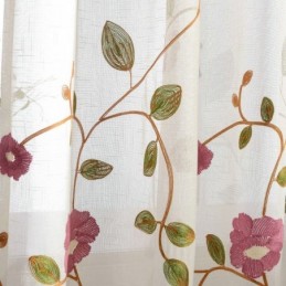 Moderní Minimalistická Voálová Záclona Na Míru, Záclonový Panel, Lněný Okenní Průsvitný Růžový List, Výšivka, Jedna