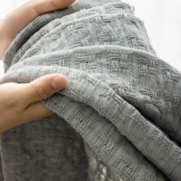 Severský Kostkovaný Tylový Závěs Vyrobený Na Míru, Osnovní Pletení, Průhledný Do Obývacího Pokoje