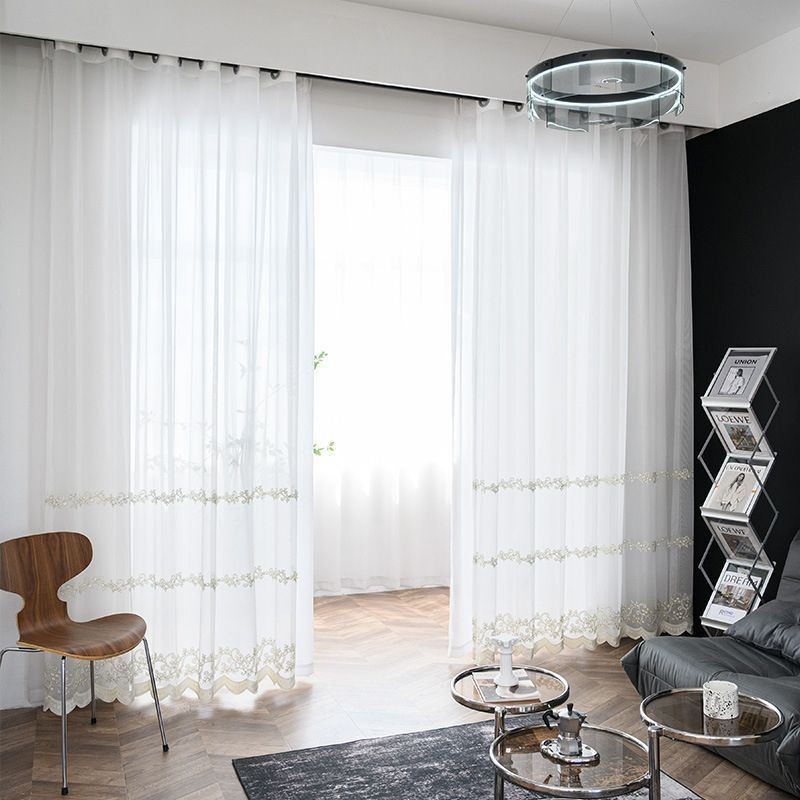 Moderní Minimalistické Průsvitné Záclony Na Míru, Záclony S Vyšívanými Rostlinami A Tylovými Závěsy Do Obývacího Pokoje A Ložnice