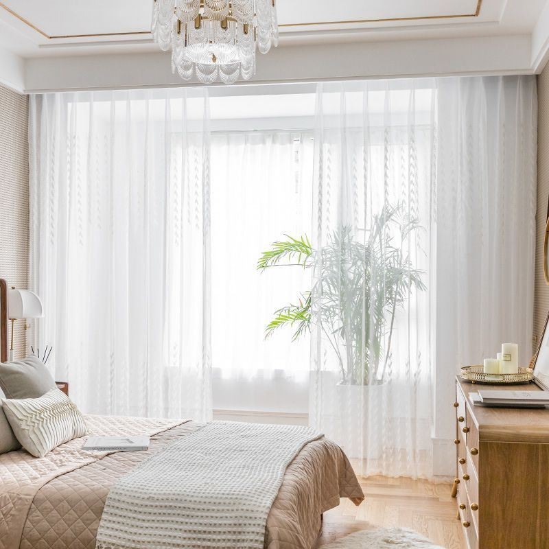 Evropské Vyšívané Průsvitné Závěsy Voile Panel Drape Do Obývacího Pokoje A Ložnice