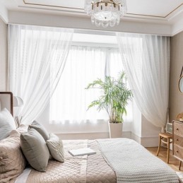 Evropské Vyšívané Průsvitné Závěsy Voile Panel Drape Do Obývacího Pokoje A Ložnice