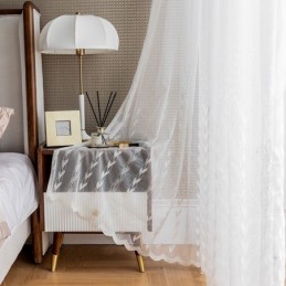 Evropské Vyšívané Průsvitné Závěsy Voile Panel Drape Do Obývacího Pokoje A Ložnice