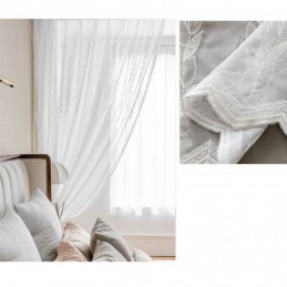 Evropské Vyšívané Průsvitné Závěsy Voile Panel Drape Do Obývacího Pokoje A Ložnice