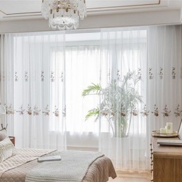 Průhledné Tylové Závěsy S Květinovým Vzorem, Bílý Voál Do Obývacího Pokoje