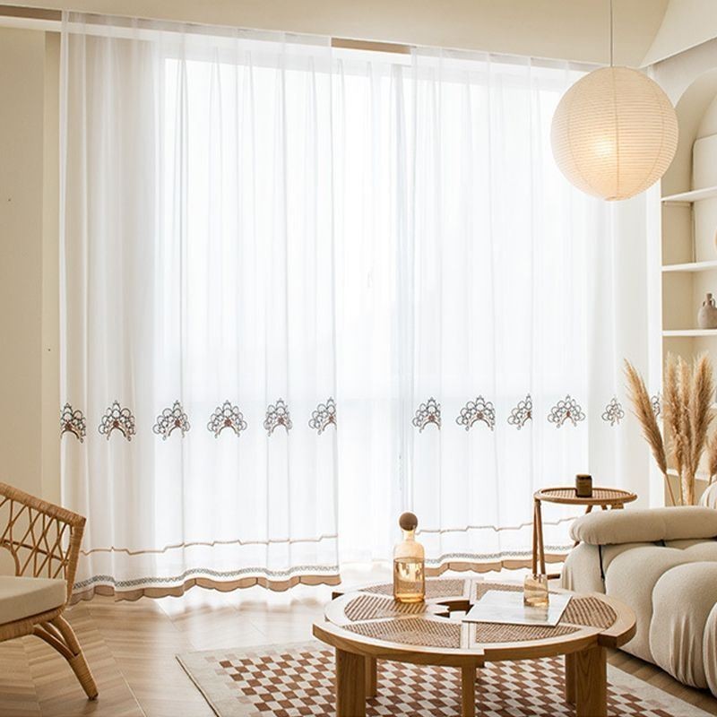 Vyšívané Průsvitné Tylové Závěsy, Elegantní Závěsy, Cortinas Do Obývacího Pokoje