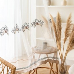 Vyšívané Průsvitné Tylové Závěsy, Elegantní Závěsy, Cortinas Do Obývacího Pokoje