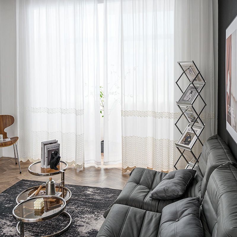 Vyšívané Průsvitné Tylové Závěsy, Průhledné Závěsy, Cortinas Do Obývacího Pokoje