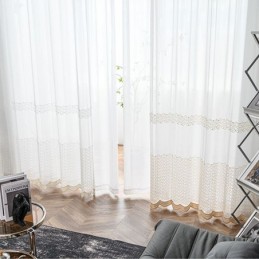 Vyšívané Průsvitné Tylové Závěsy, Průhledné Závěsy, Cortinas Do Obývacího Pokoje