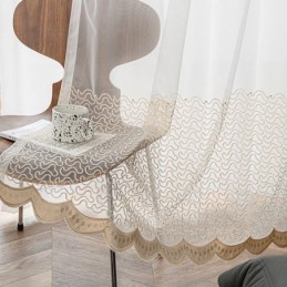 Vyšívané Průsvitné Tylové Závěsy, Průhledné Závěsy, Cortinas Do Obývacího Pokoje