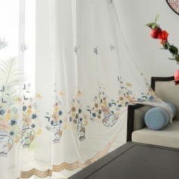 Vyšívané Průsvitné Tylové Záclony, Květinové Voálové Záclony, Záclony Na Míru Do Obývacího Pokoje