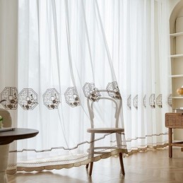 Luxusní Bílá Průsvitná Záclona Na Míru, Vyšívaná, Vysoce Kvalitní Tylová