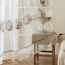 Luxusní Bílá Průsvitná Záclona Na Míru, Vyšívaná, Vysoce Kvalitní Tylová