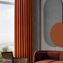 Oranžová Flanelová Zatemňovací Záclona Vyrobená Na Míru, Minimalistická Jednobarevná Látková Záclona Do Obývacího Pokoje/Ložnice