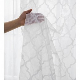Bílé Geometrické Krajkové Průsvitné Závěsy Do Obývacího Pokoje/Ložnice