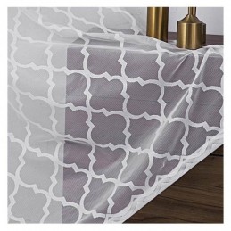 Bílé Geometrické Krajkové Průsvitné Závěsy Do Obývacího Pokoje/Ložnice