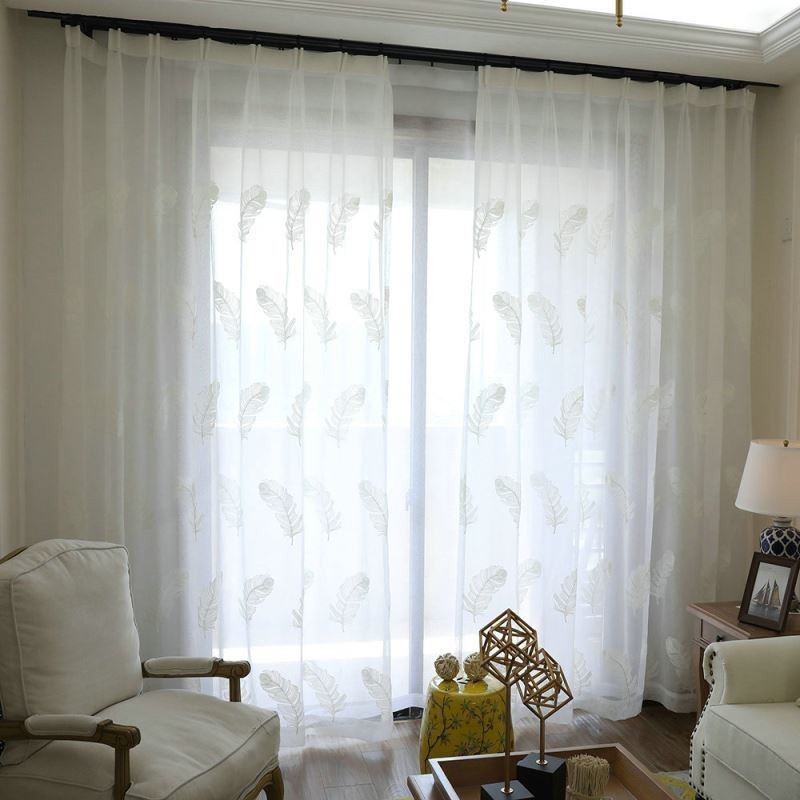 Průsvitná Záclona S Výšivkou Z Peří, Minimalistická Voile, Obývací Pokoj, Ložnice