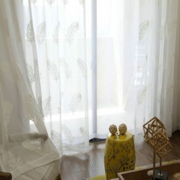Průsvitná Záclona S Výšivkou Z Peří, Minimalistická Voile, Obývací Pokoj, Ložnice