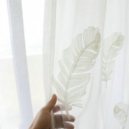 Průsvitná Záclona S Výšivkou Z Peří, Minimalistická Voile, Obývací Pokoj, Ložnice